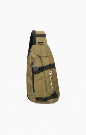 Champion Buckle Front Sling Backpack Men's Bags Olive Green | MWBAJ-6475