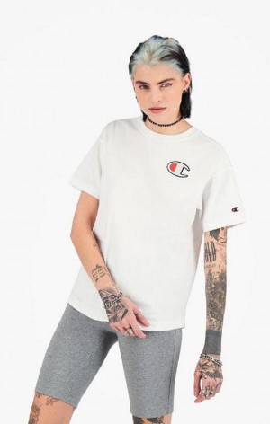 Champion C Patch Maxi T-Shirt Women's T Shirts White | XLWZK-3825