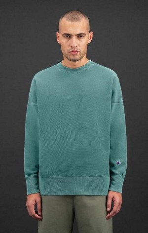 Champion Drop Shoulder Reverse Weave Sweatshirt Men's Sweatshirts Green | YGPLV-5934