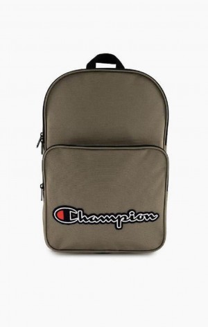 Champion Felt Script Logo Air Mesh Backpack Women's Bags Brown | YZRXG-9832