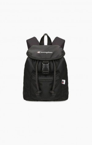 Champion Pocket Front Drawstring Backpack Women's Bags Black | HKQLE-1956