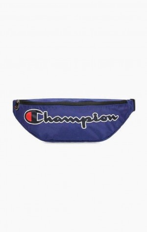 Champion Satin Script Logo Patch Belt Bag Women's Bags Blue | ARCBH-6278