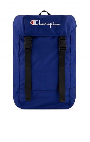 Champion Script Logo Buckle Front Backpack Women's Bags Blue | MTAIQ-1652