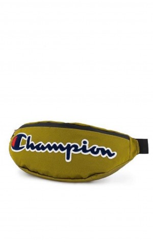 Champion Script Logo Faux Leather Belt Bag Men's Bags Gold | TUSMN-4173