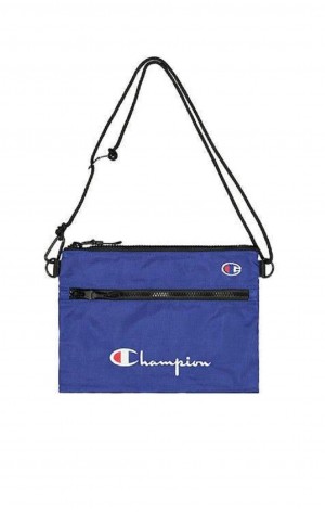 Champion Script Logo Shoulder Bag Men's Bags Blue | GZJMH-1073