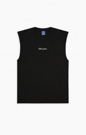 Champion Script Logo Top Men's T Shirts Black | OJUPW-5029
