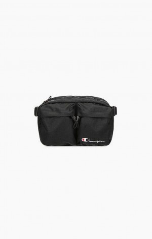 Champion Script Logo Zip Belt Bag Men's Bags Black | QIZYN-5970
