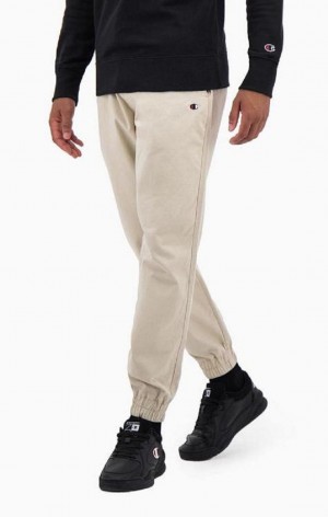 Champion Stretch Cotton Twill Cuffed Trousers Men's Joggers Brown | OYZIM-2638