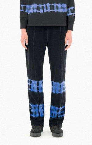 Champion Tie Dye C Logo Velour Track Pants Women's Joggers Dark Blue | IAQEX-6730