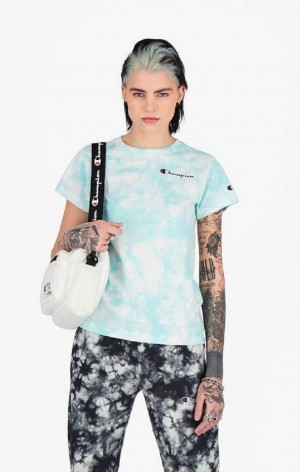 Champion Tie Dye Digital Print T-Shirt Women's T Shirts Light Blue | UNOEQ-4503