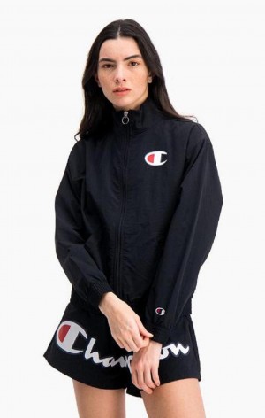Champion Water Repellent Zip-Through Track Jacket Women's Jackets Black | GVOSZ-1397