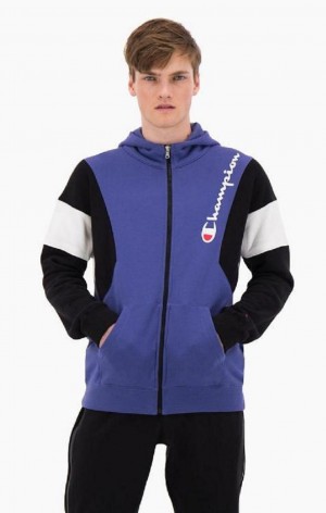 Champion Zip-Up Colour Block Cotton Terry Hooded Jacket Men's Hoodie Lavender | RUYGS-5374