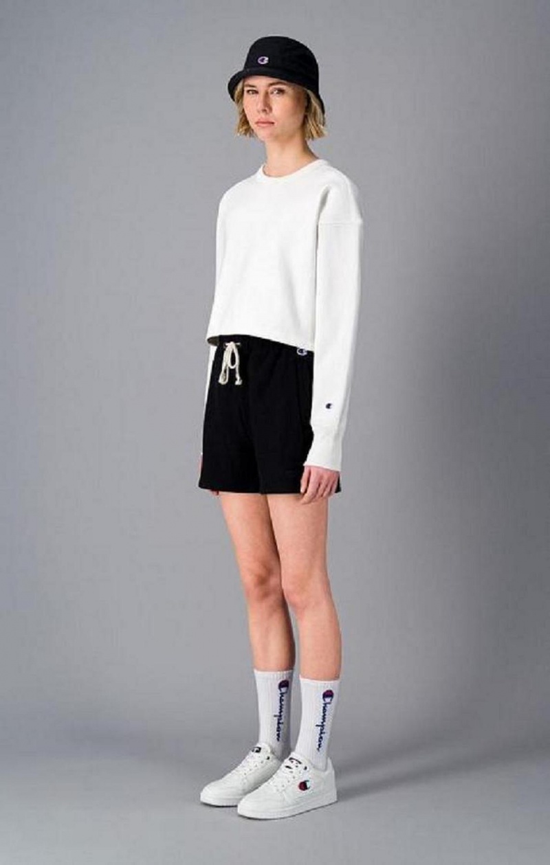 Champion Cropped Reverse Weave Sweatshirt Women's Sweatshirts White | BJLQX-5860