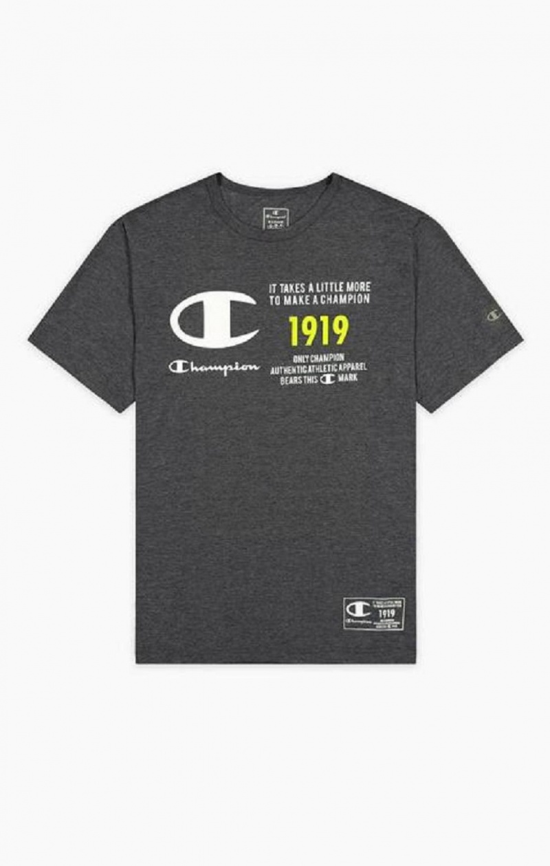 Champion Logo Print Jersey T-Shirt Men's T Shirts Dark Grey | IJNDQ-3548