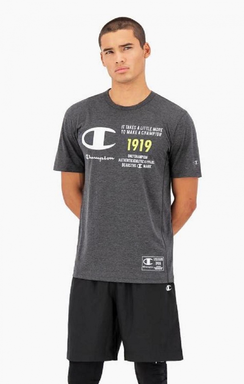 Champion Logo Print Jersey T-Shirt Men\'s T Shirts Dark Grey | IJNDQ-3548