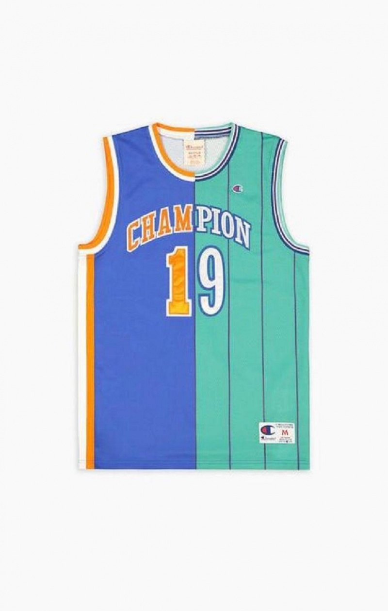 Champion NBMIX Patchwork 'Champion 19' Basketball Men's T Shirts Blue | YFDHX-9045
