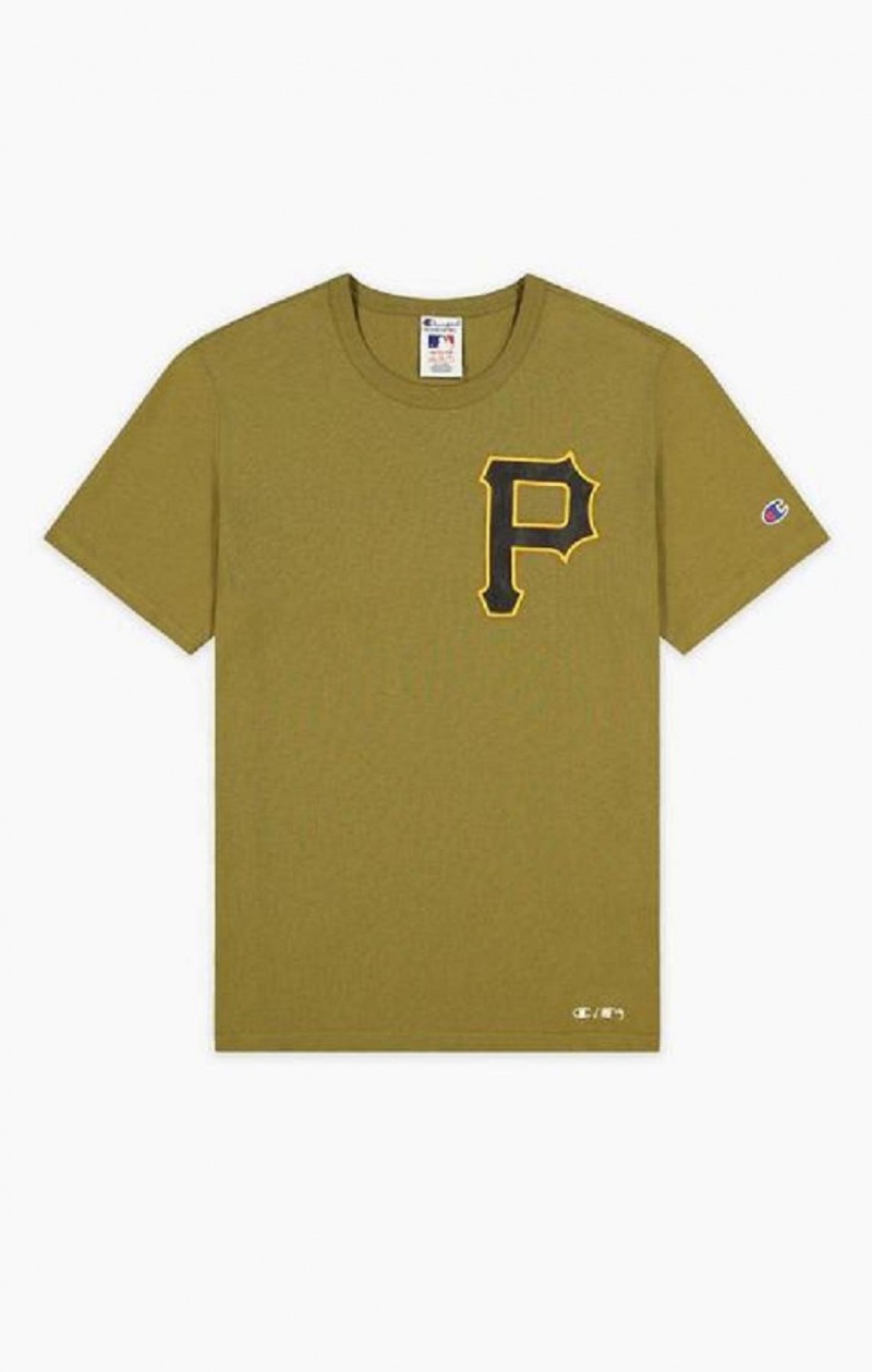 Champion Pittsburgh MLB T-Shirt Men's T Shirts Olive Green | YVGRO-8074