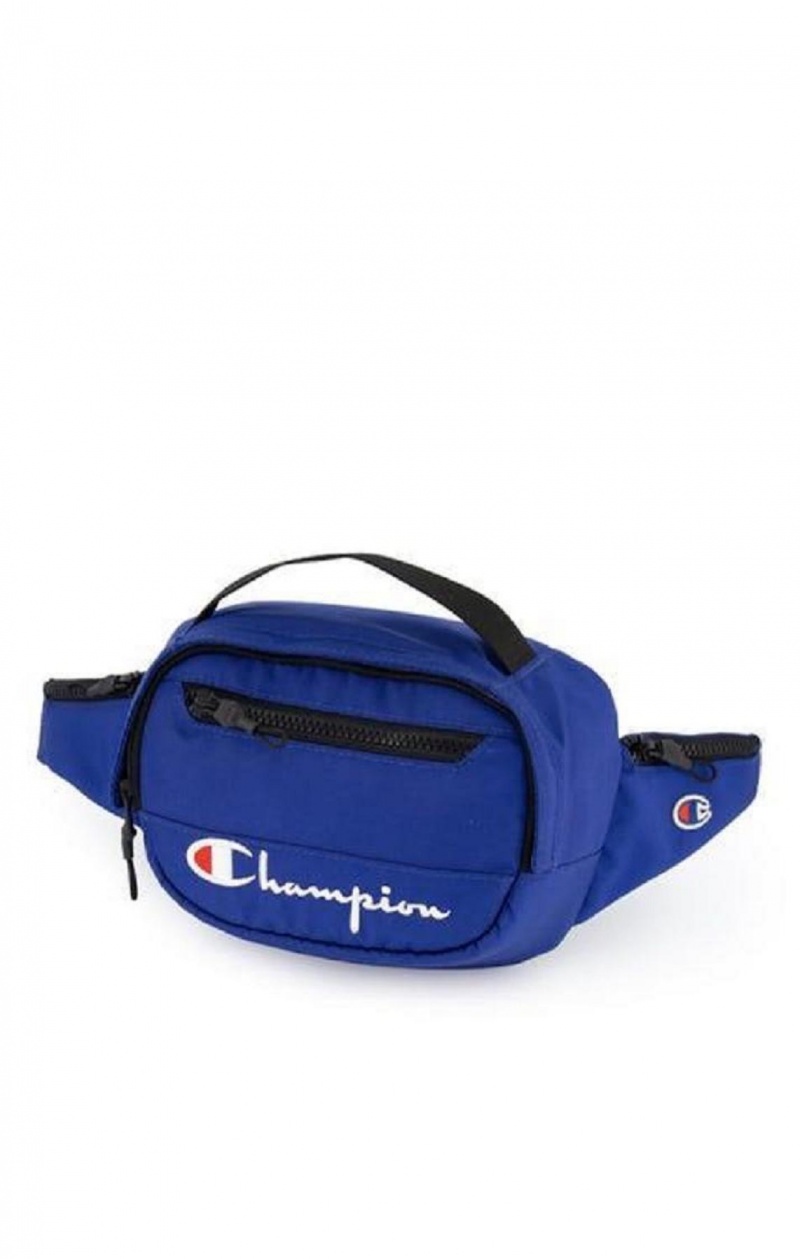 Champion Script Logo Zip Belt Bag Women\'s Bags Blue | ZXOSL-9482