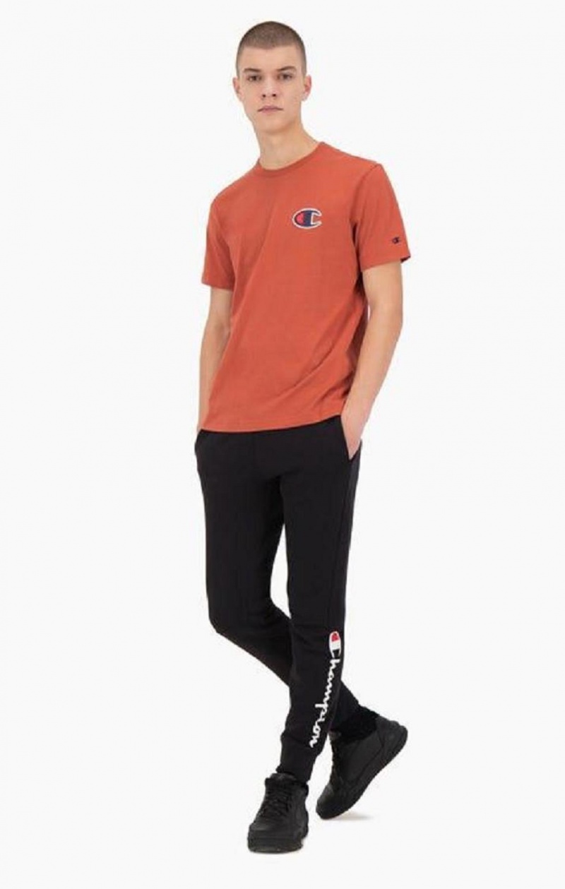 Champion Suede C Logo Crew Neck T-Shirt Men's T Shirts Orange | FHYBO-5310